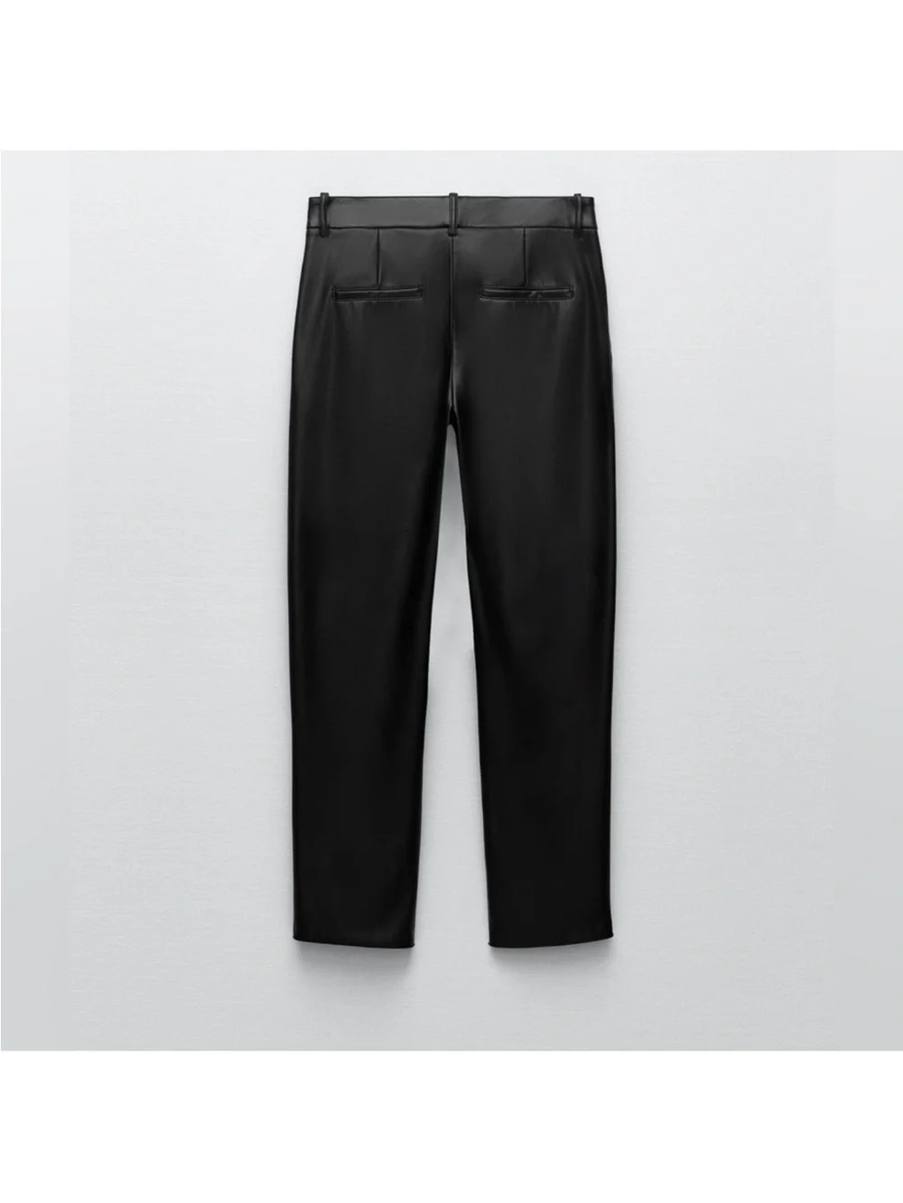 Zara Faux Leather Pleather Ankle Trousers Black